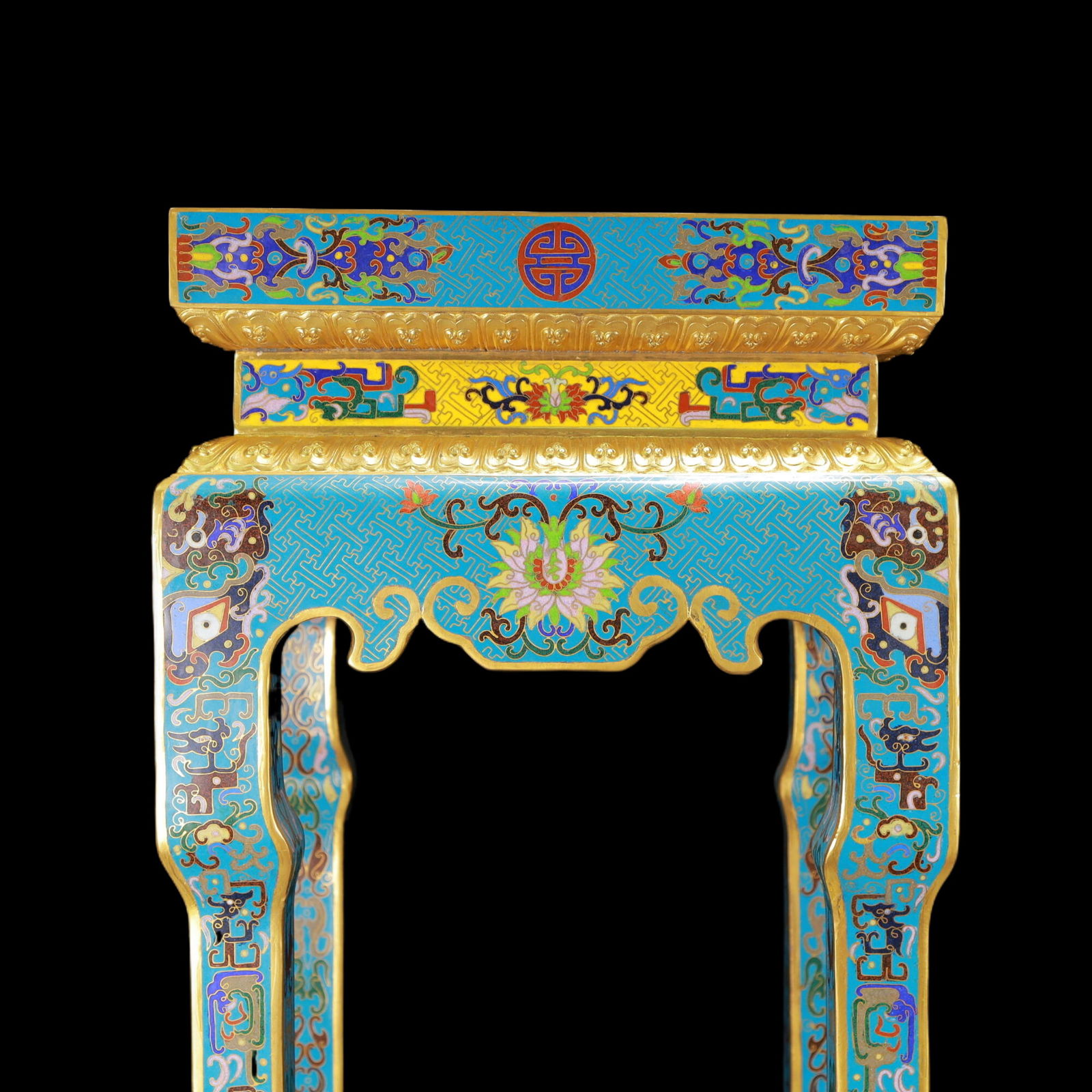 A Exquisite A pair of Cloisonne Beast-Face Pattern Flower Pattern Stool - 3