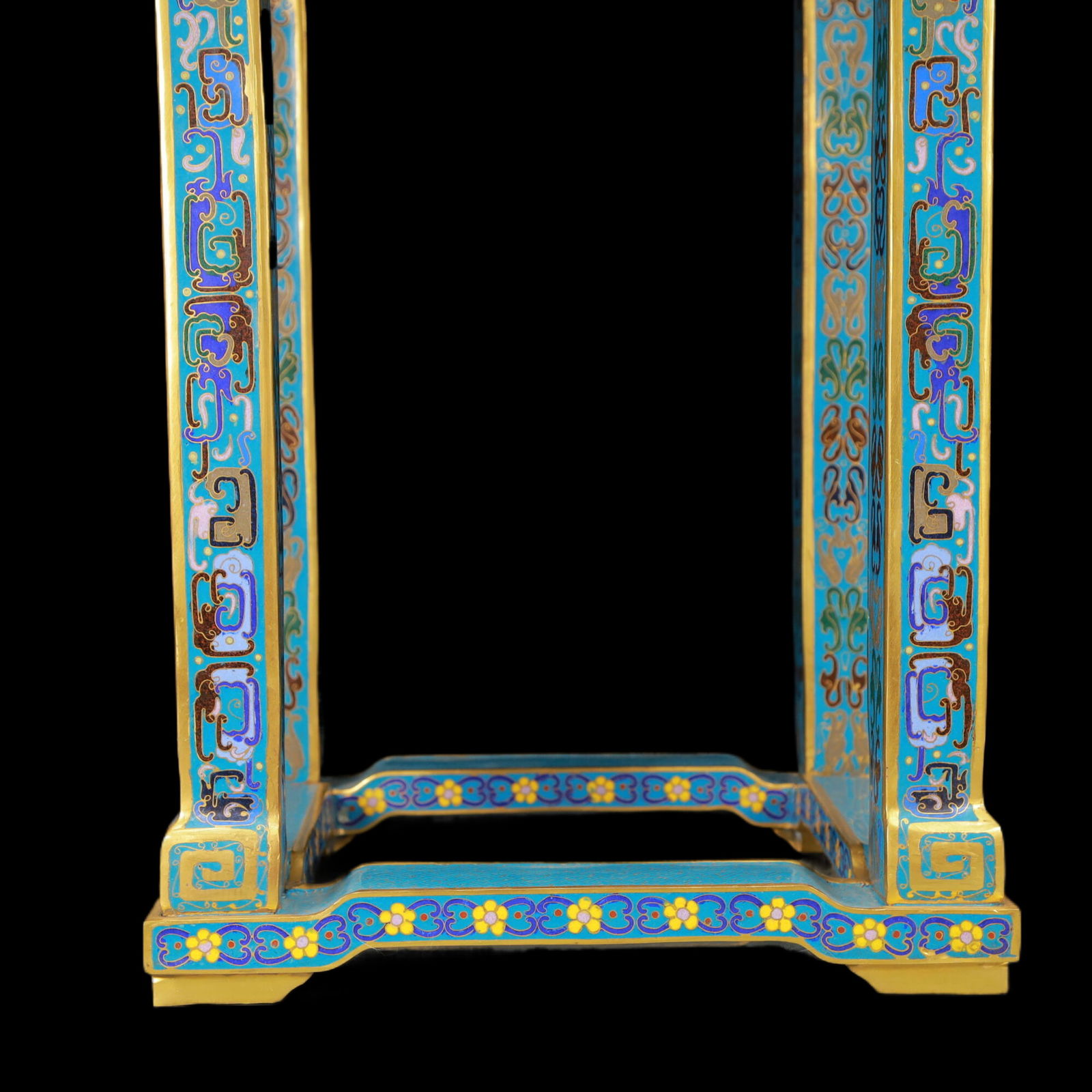 A Exquisite A pair of Cloisonne Beast-Face Pattern Flower Pattern Stool - 4