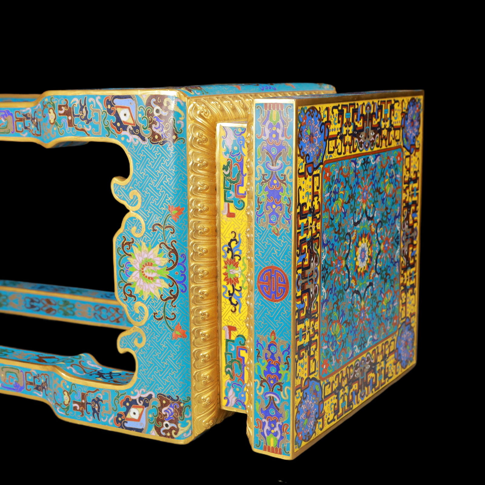 A Exquisite A pair of Cloisonne Beast-Face Pattern Flower Pattern Stool - 7