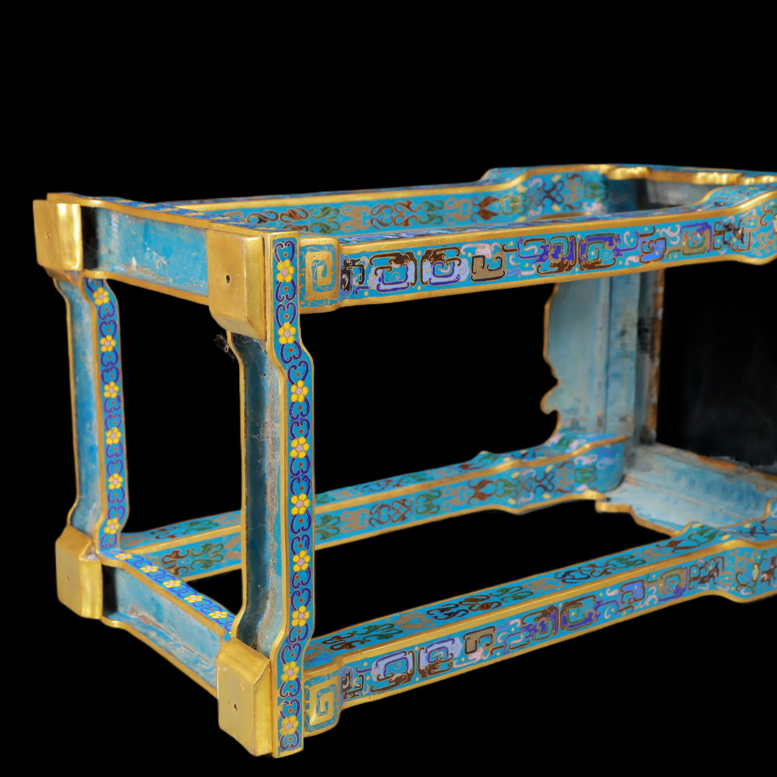 A Exquisite A pair of Cloisonne Beast-Face Pattern Flower Pattern Stool - 8