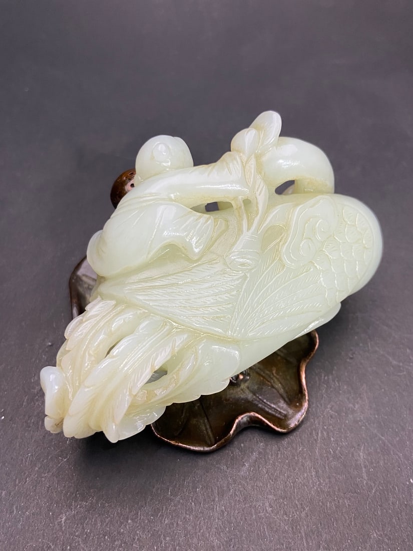 An Exquisite White Jade Figure Pattern Goose Hand Piece - 5