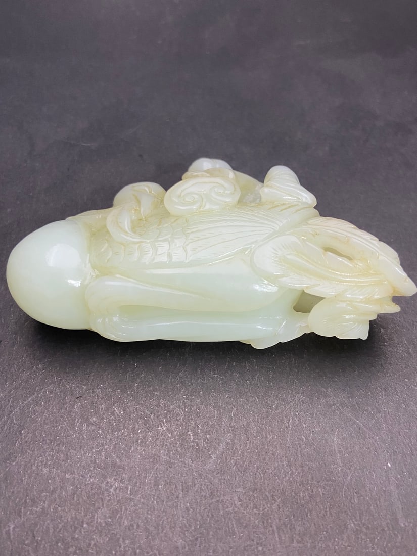 An Exquisite White Jade Figure Pattern Goose Hand Piece - 7