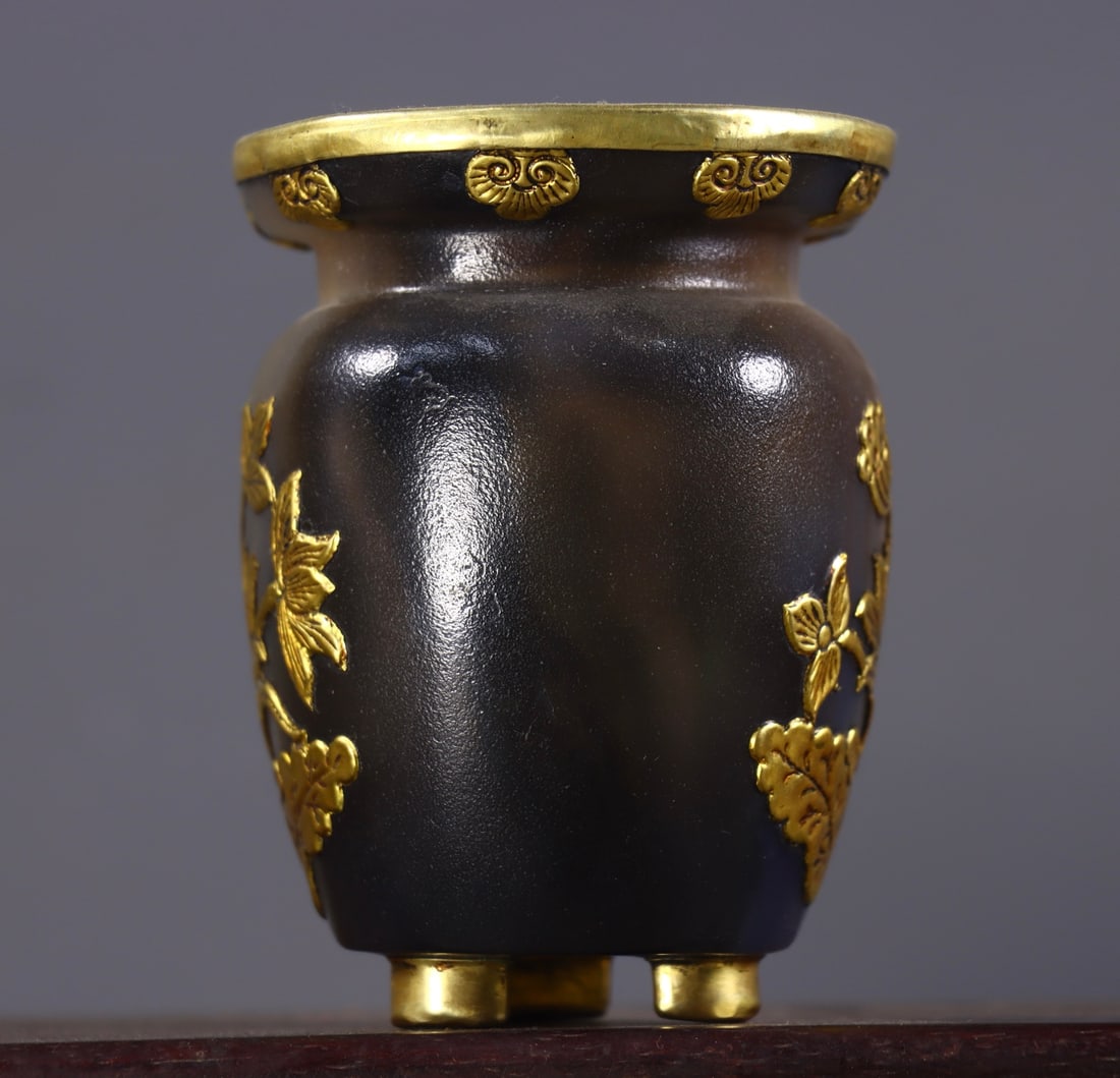 An Exquisite Agate Cover with Gold Flower Pattern Jar - 5