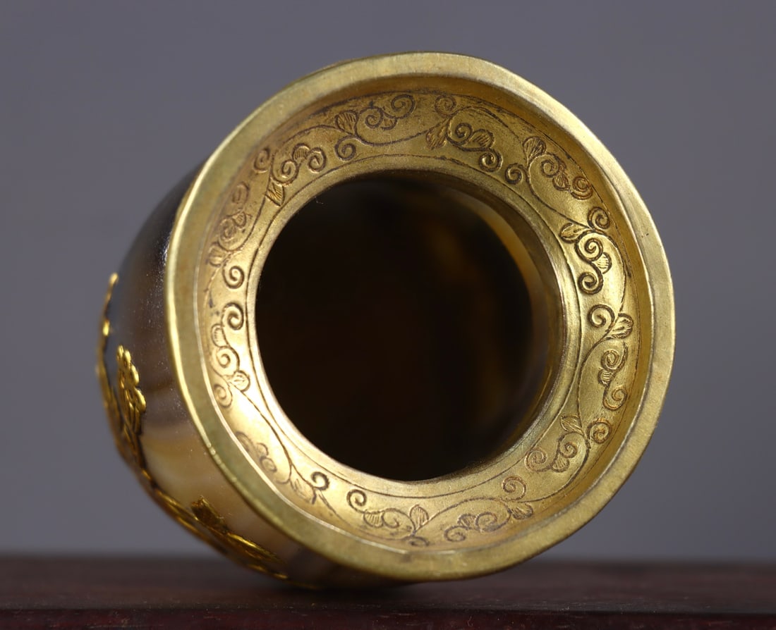 An Exquisite Agate Cover with Gold Flower Pattern Jar - 7