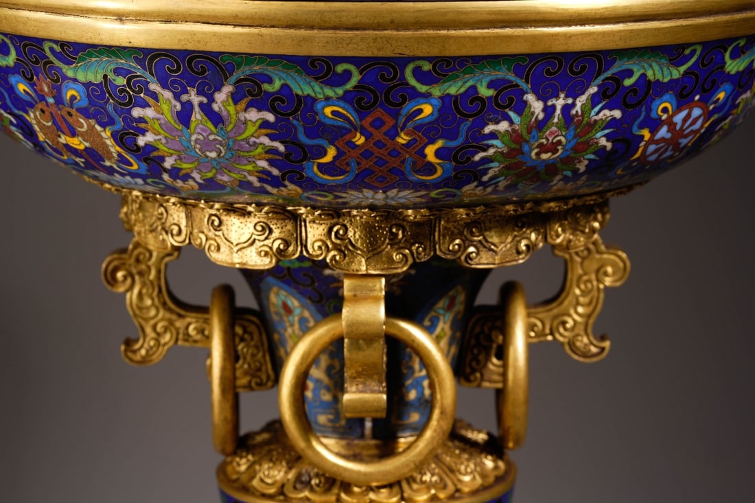 An Exquisite Cloisonne Lotus Pattern Eight Treasures Pattern Censer - 4