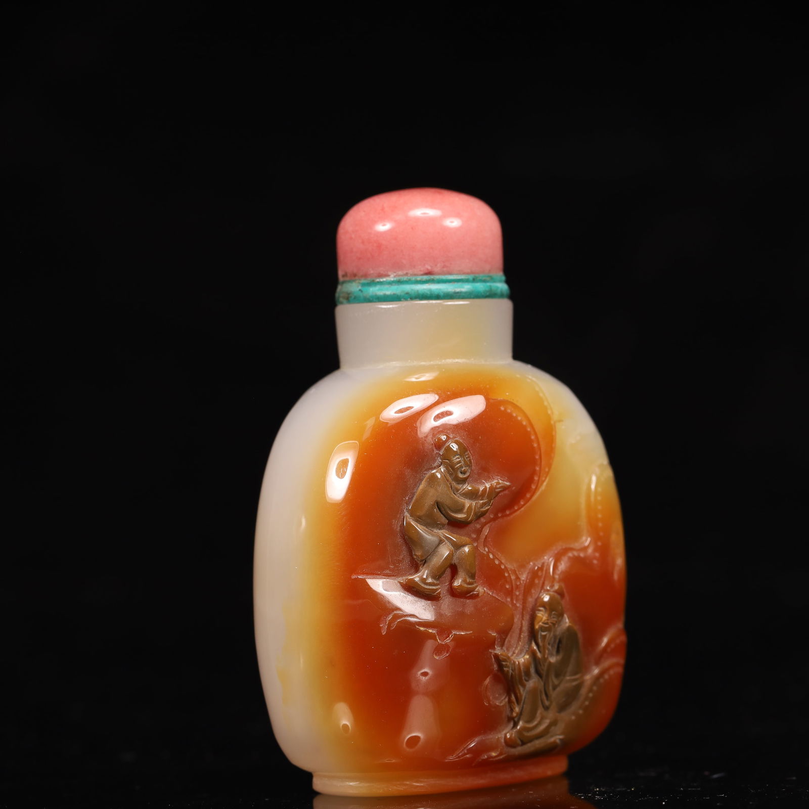 An Exquisite Agate Character and Story Pattern Snuff Bottle - 3