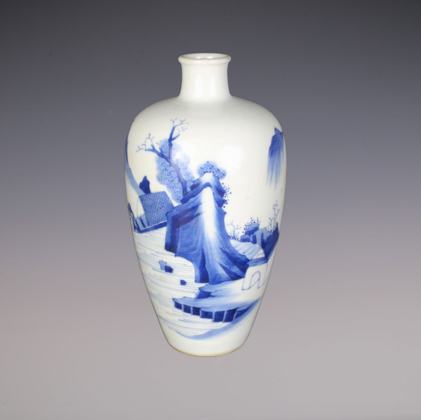 An Exquisite Blue and White Landscape Pattern Vase - 3