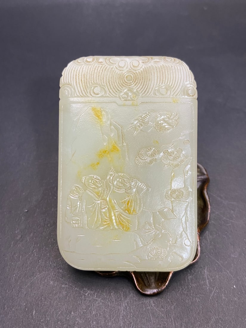 An Exquisite White Jade Character and Story Pattern with poem Brand (1 of 9)