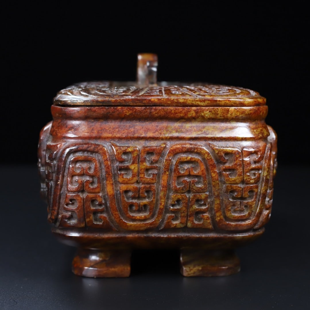 An Exquisite White Jade Beast-Face Pattern Censer - 7