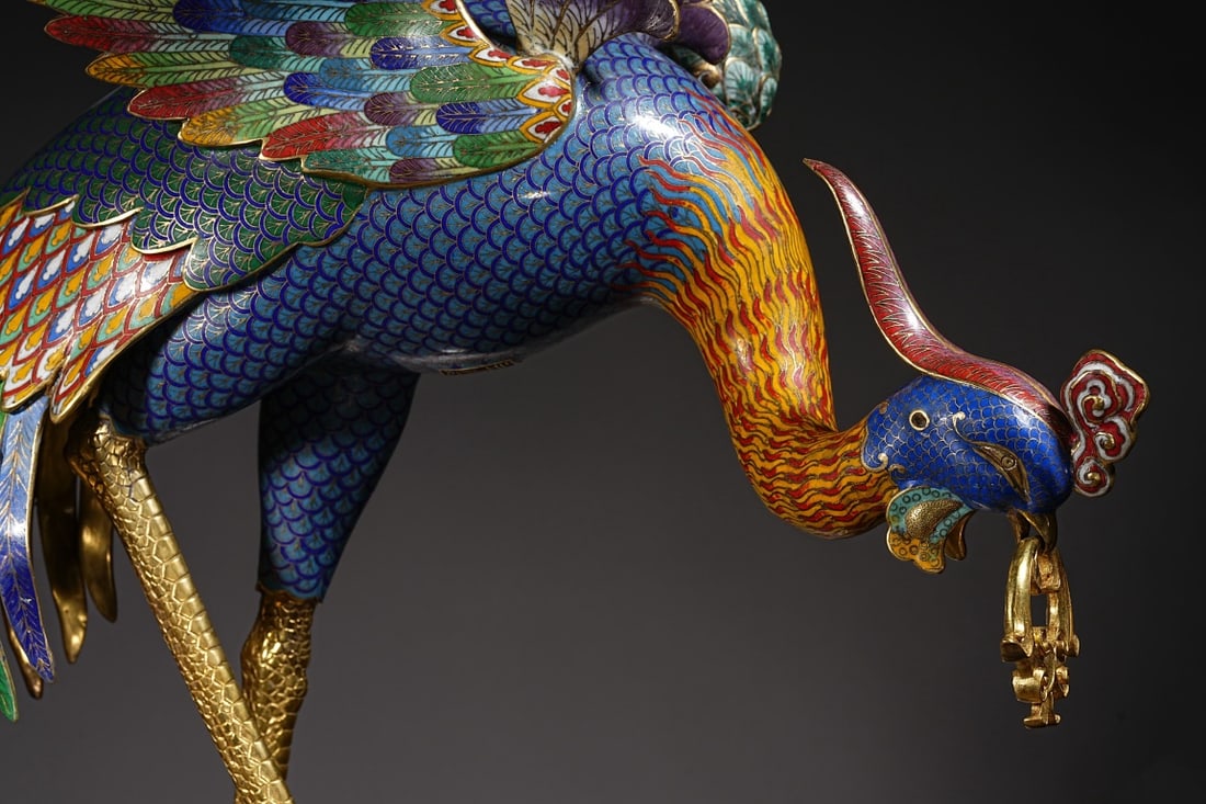 An Exquisite Cloisonne Lotus Pattern Phoenix Ornament - 2
