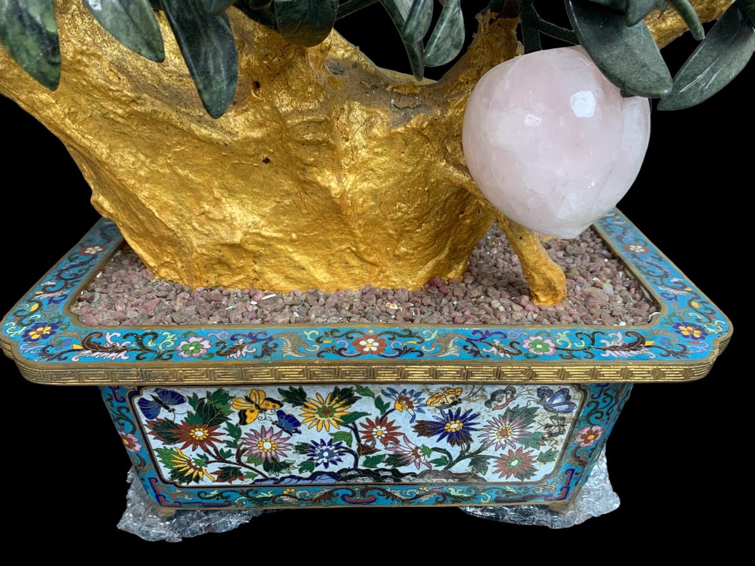 A Pair of Exquisite Cloisonne Inlaid ??Bonsai Ornament - 4