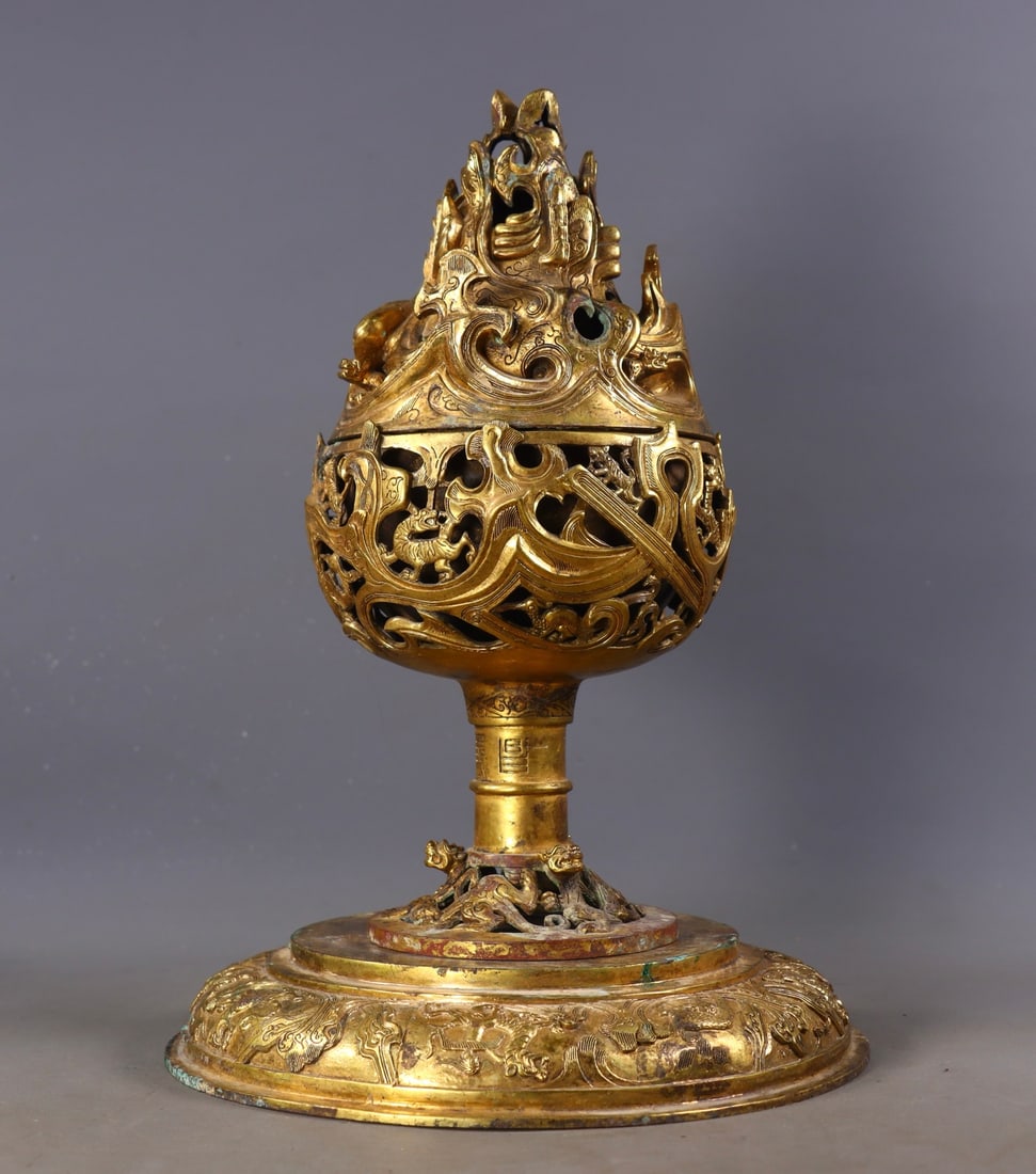 An Exquisite Gilt Bronze Auspicious Beast Pattern Censer - 3