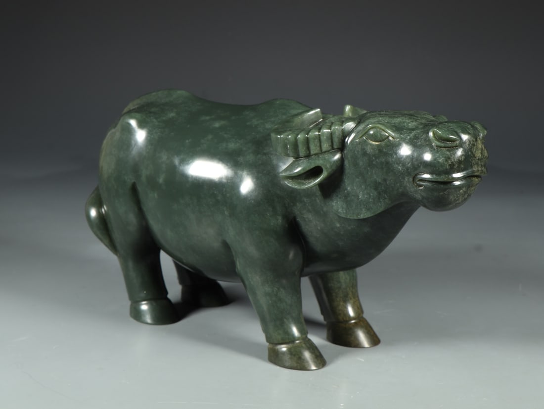An Exquisite Jasper Buffalo Ornament - 2