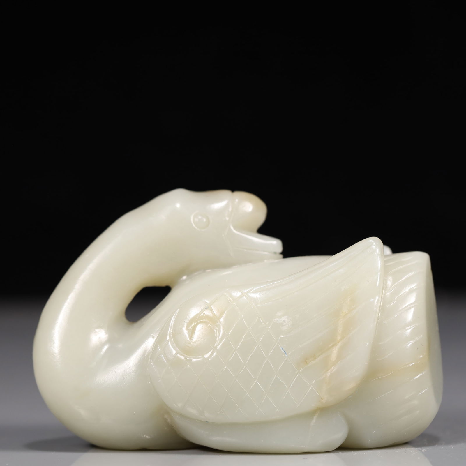 A Exquisite White Jade Goose Ornament - 4