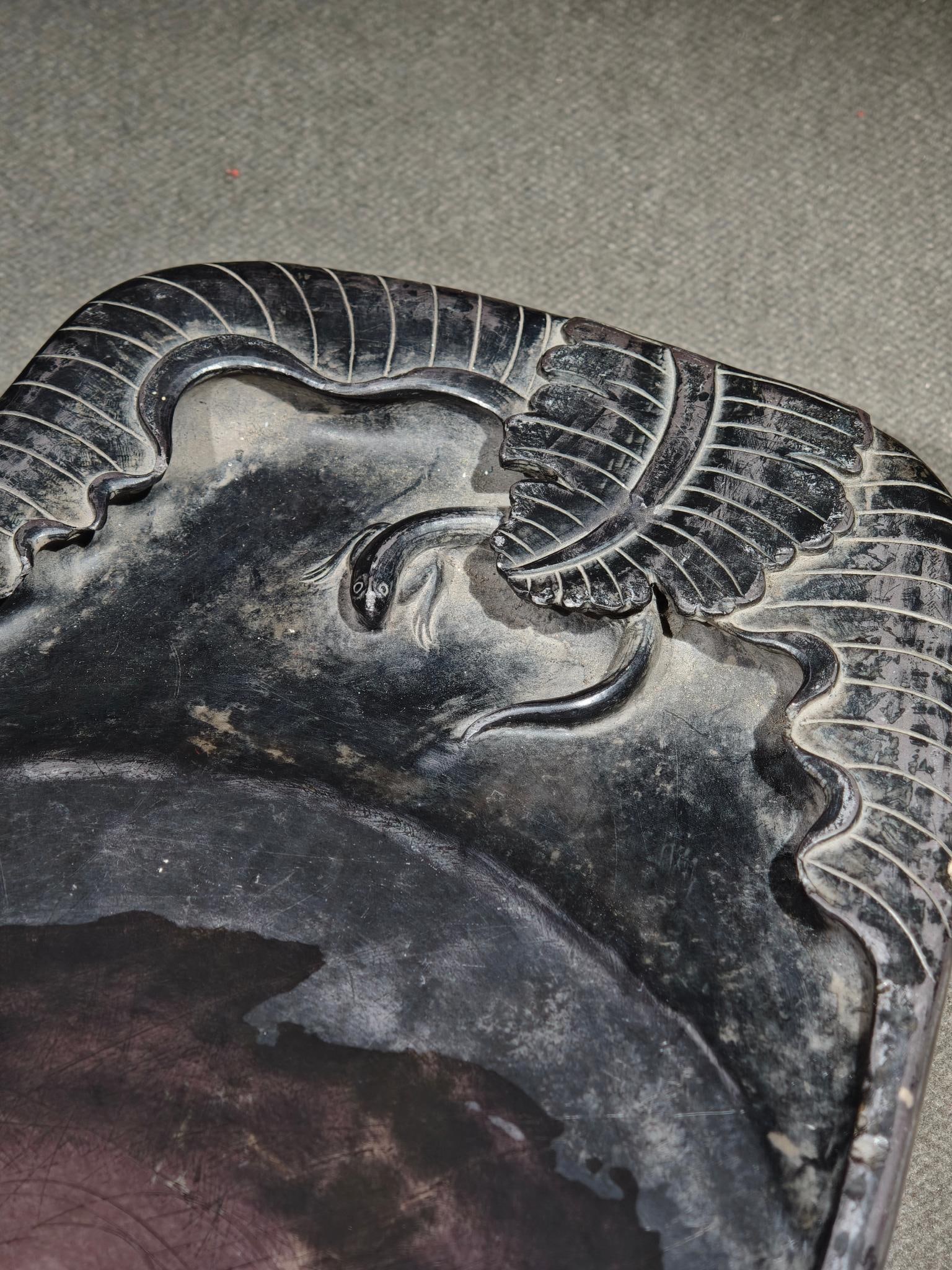 An Exquisite Banana Leaf Pattern with poem Inkstone - 2