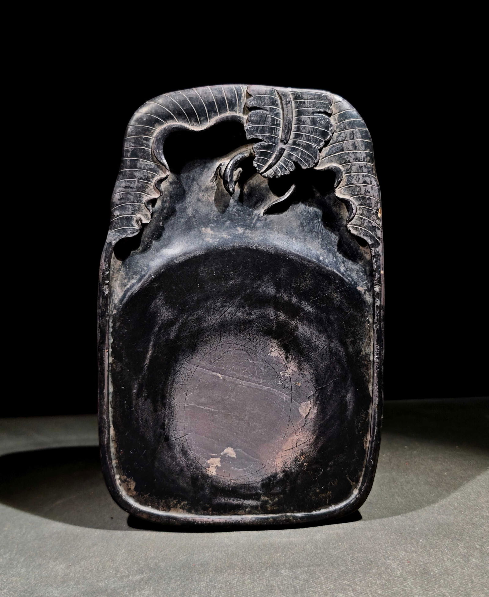 An Exquisite Banana Leaf Pattern with poem Inkstone - 3