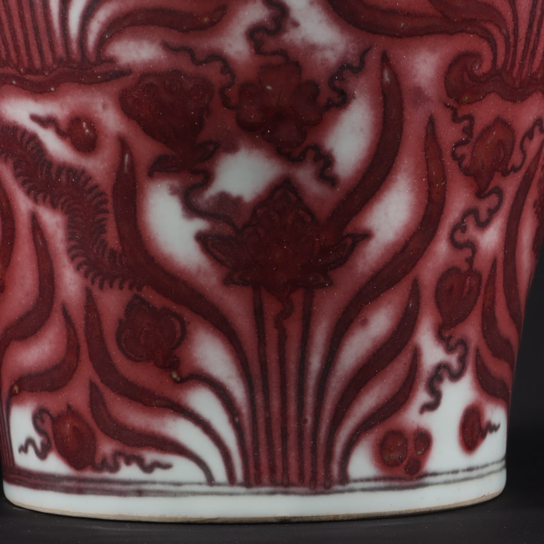 An Exquisite Underglaze-Red Fish and Lotus Pattern Vase - 4