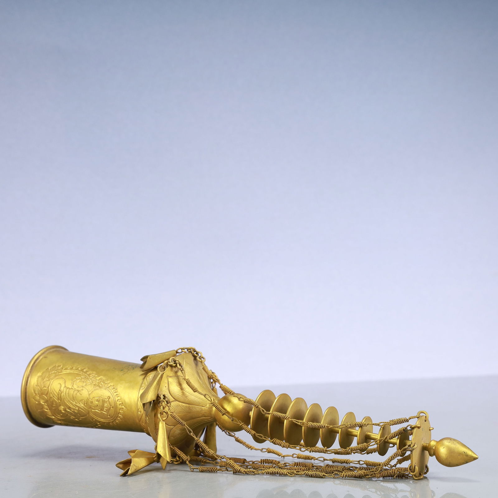 A Exquisite Gilt Bronze Buddha statue Pattern Pagoda - 8