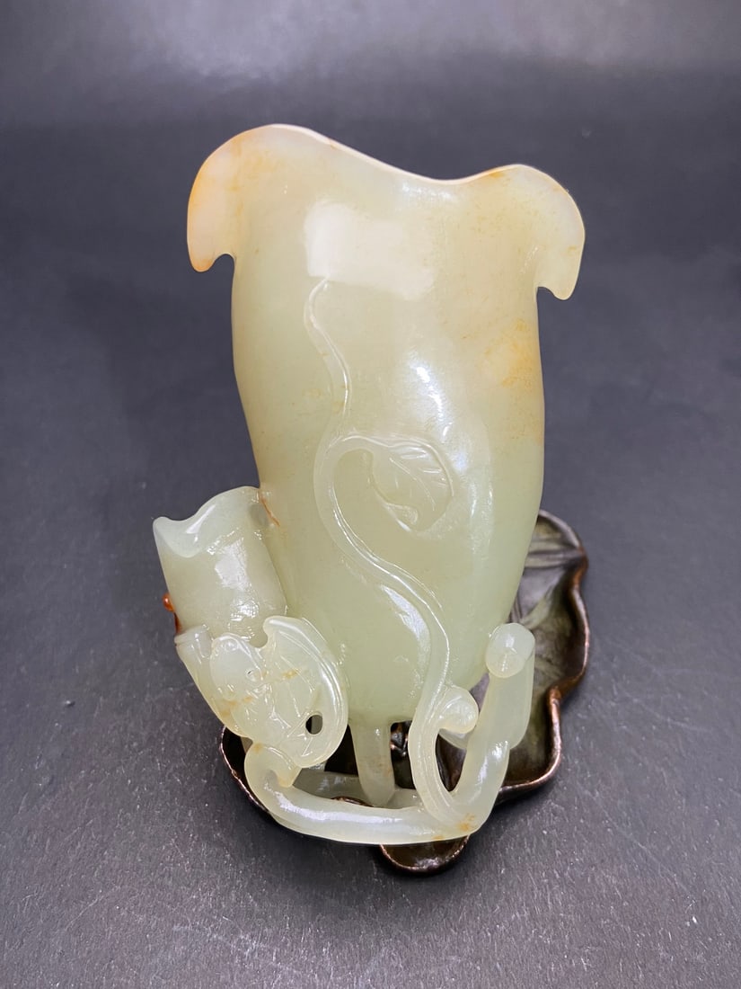 An Exquisite White Jade Flower Pattern Cup - 4