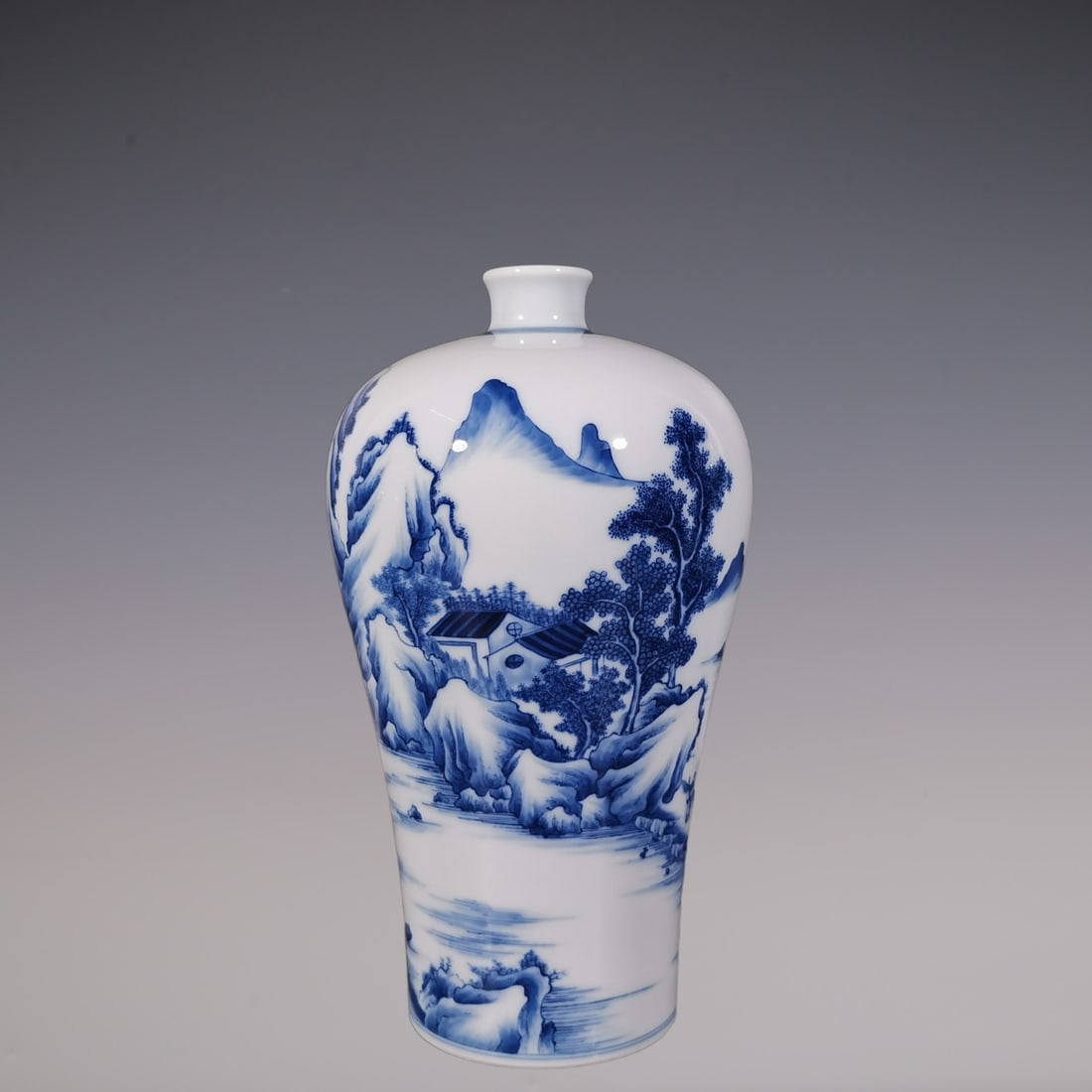 An Exquisite Blue and White Landscape and Figure Pattern Vase (1 of 9)
