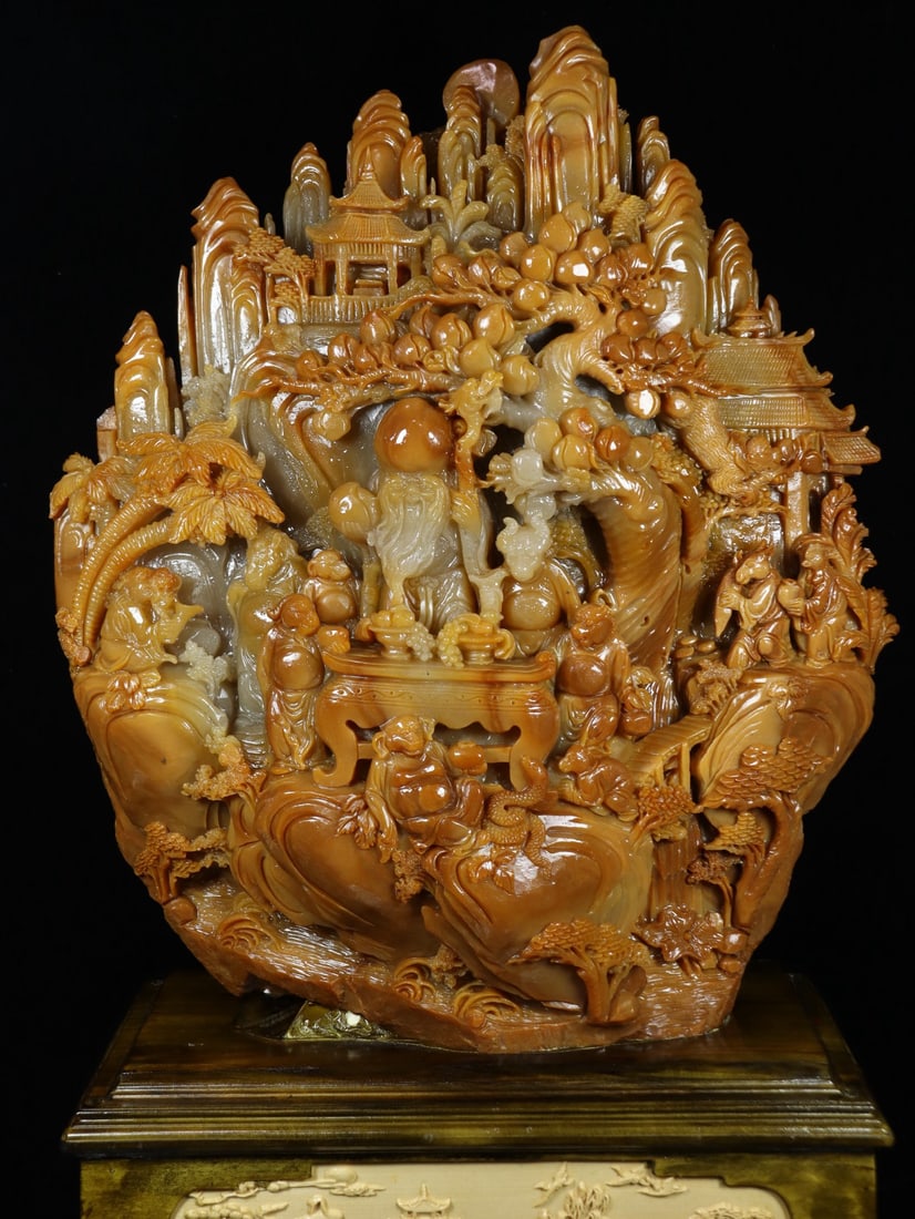 An Exquisite Shoushan Stone Auspicious Beast Pattern Ornament - 2