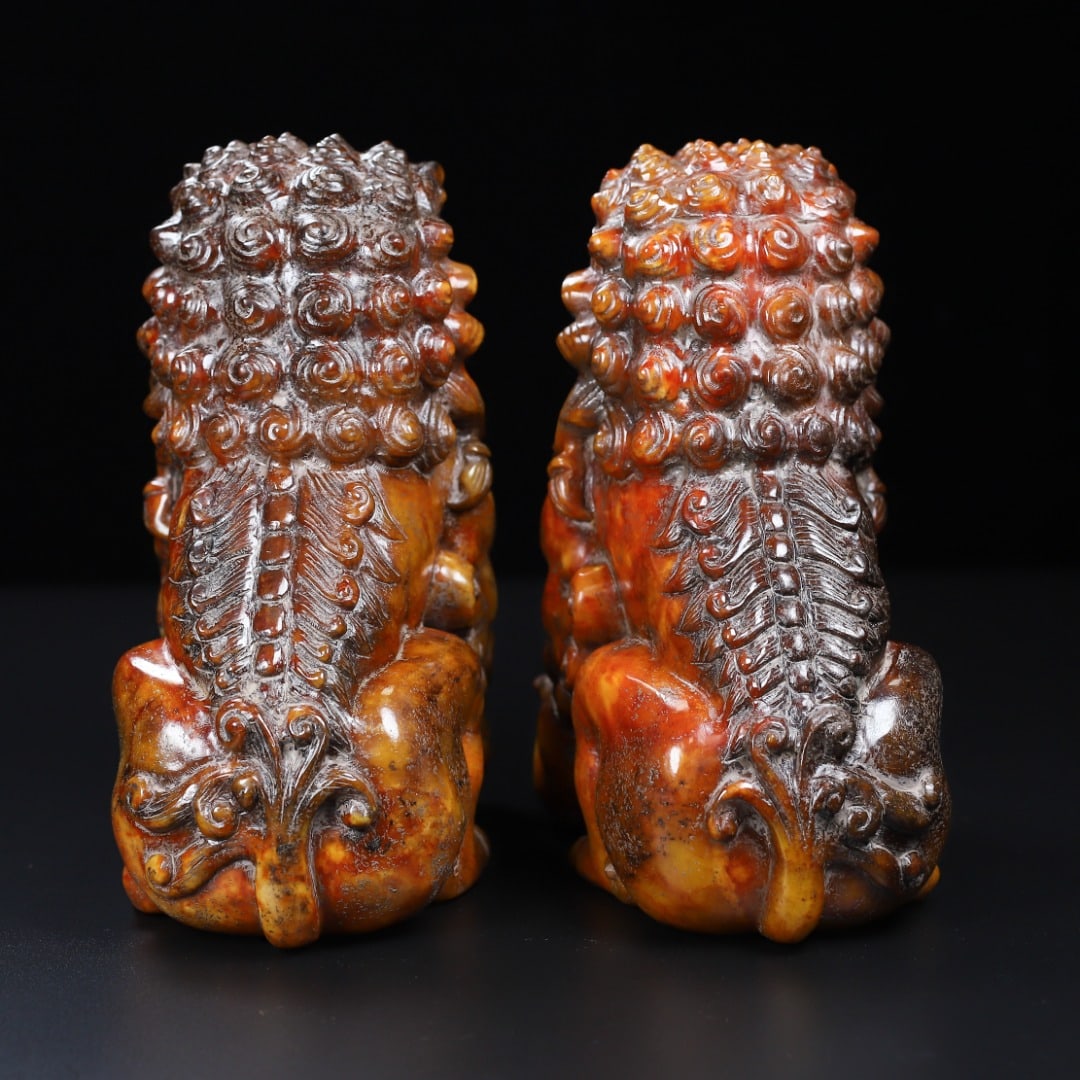 A Pair of Exquisite White Jade Lion Ornament - 6