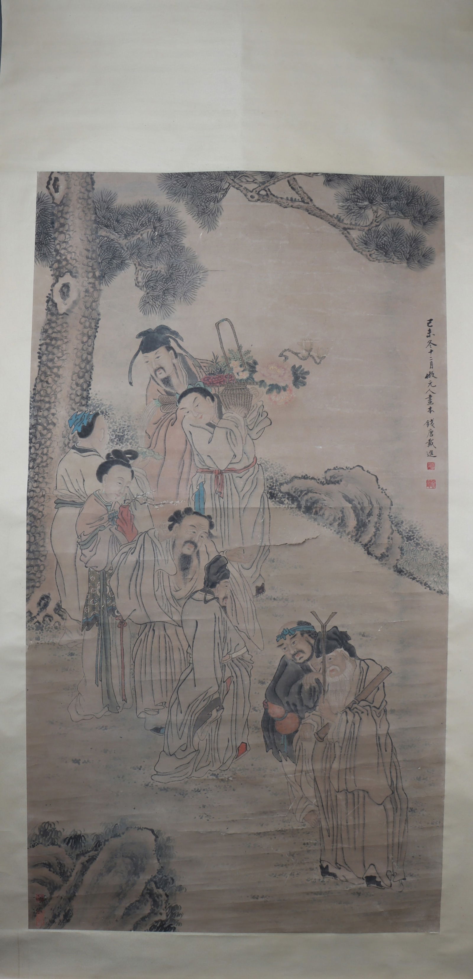A Chinese Vertical Scroll Ink Painting of Figure on Paper (1 of 6)