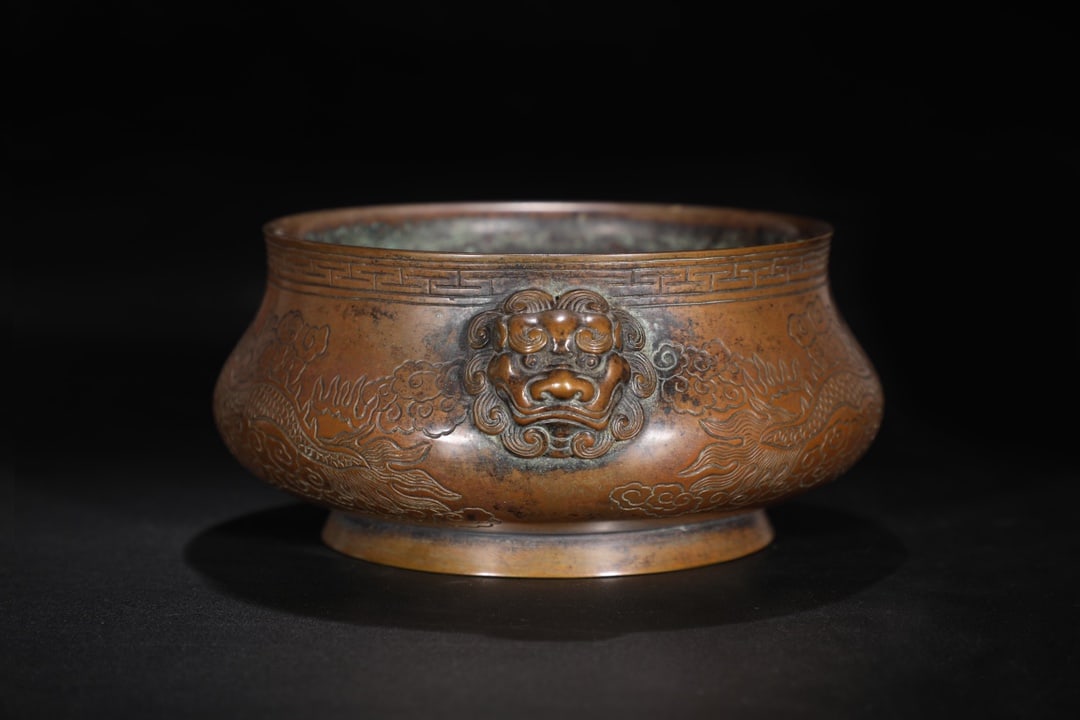 An Exquisite Bronze Dragon Pattern Double-Ears Censer - 3