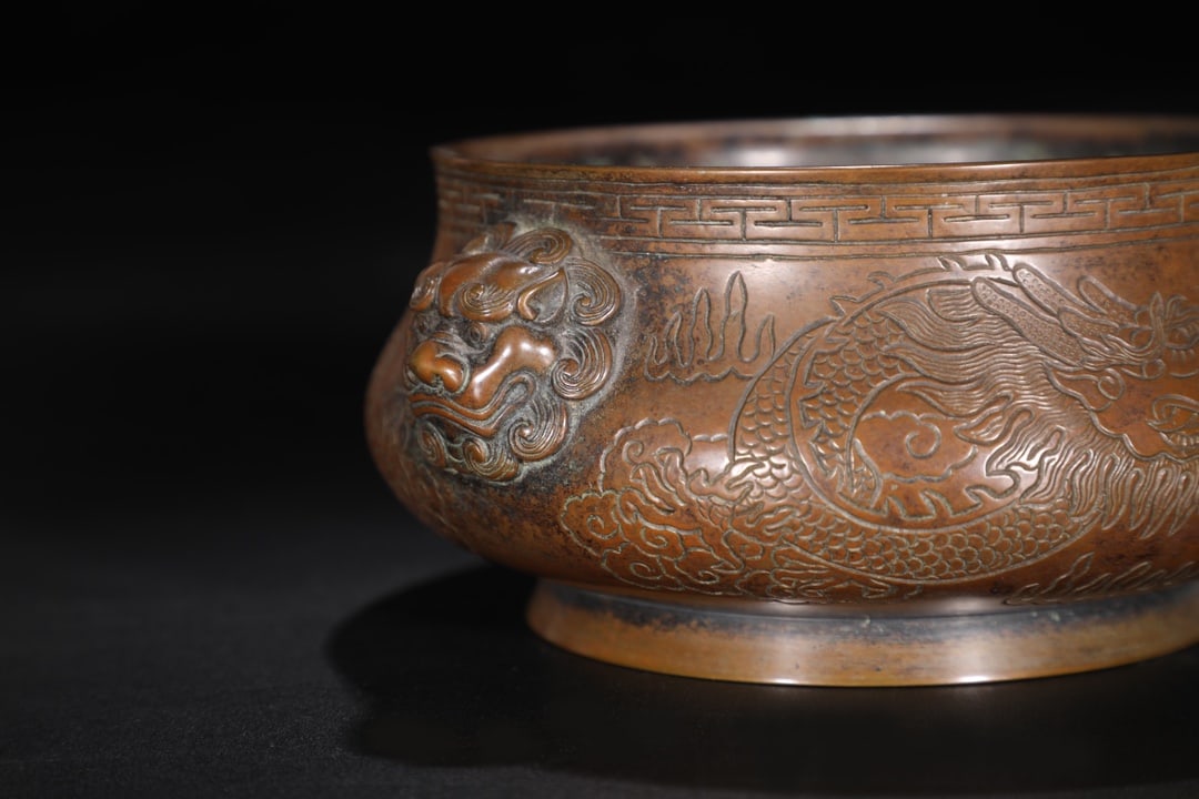 An Exquisite Bronze Dragon Pattern Double-Ears Censer - 7
