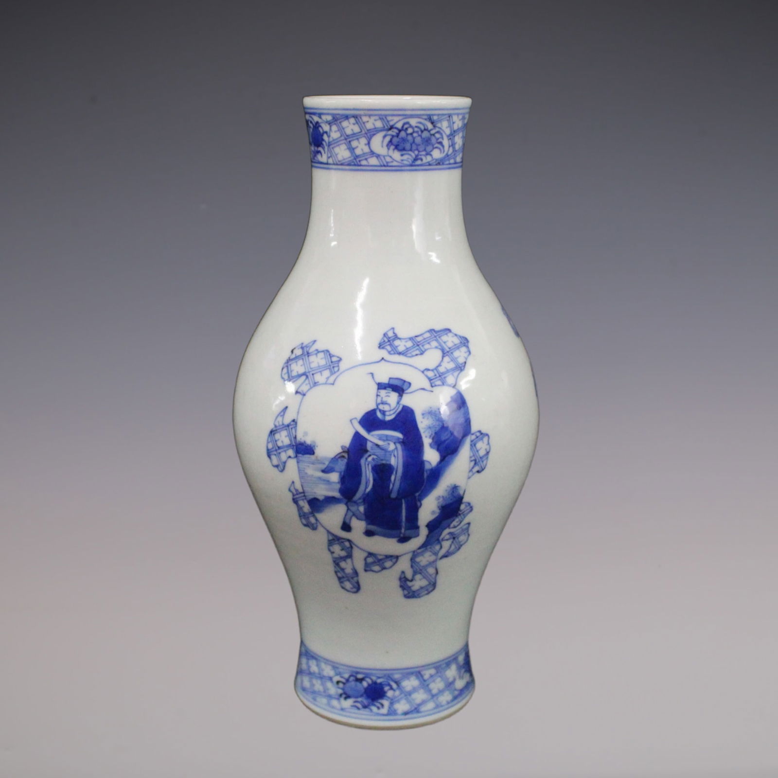 An Exquisite Blue and White Character and Story Pattern Vase (1 of 9)