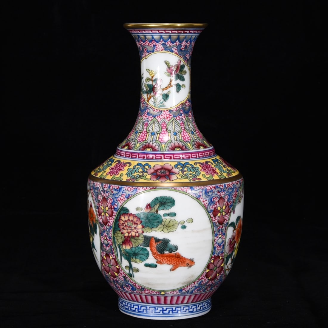 An Exquisite Famille-Rose Lotus Pattern Fish and Lotus Pattern Vase (1 of 9)