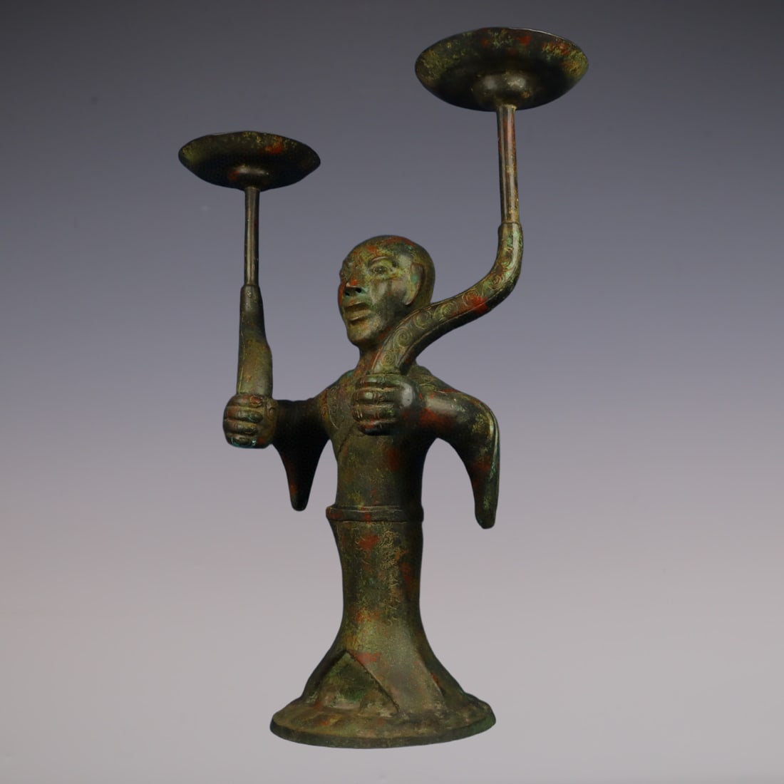 An Exquisite Bronze Figure-Shaped Candlestick - 7