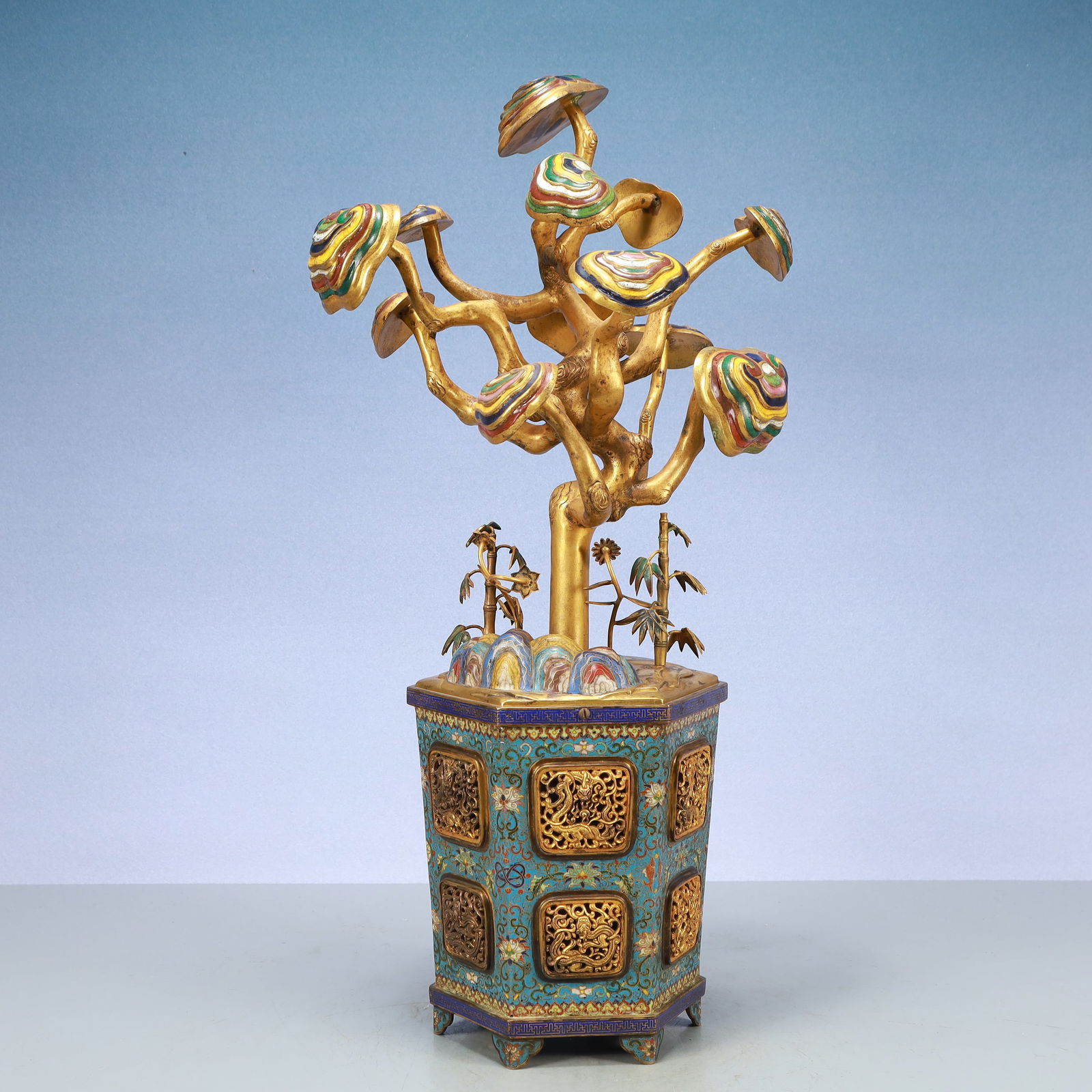 A Exquisite A pair of Cloisonne Lotus Pattern Bonsai Ornament - 11