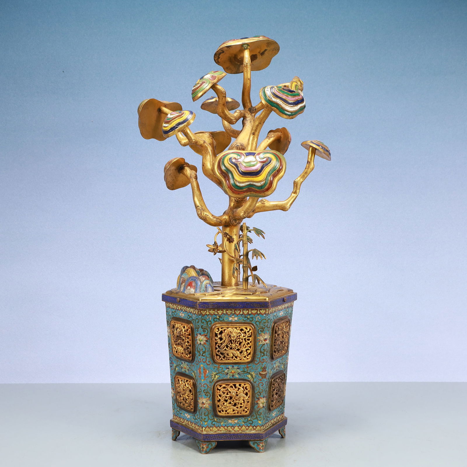 A Exquisite A pair of Cloisonne Lotus Pattern Bonsai Ornament - 12