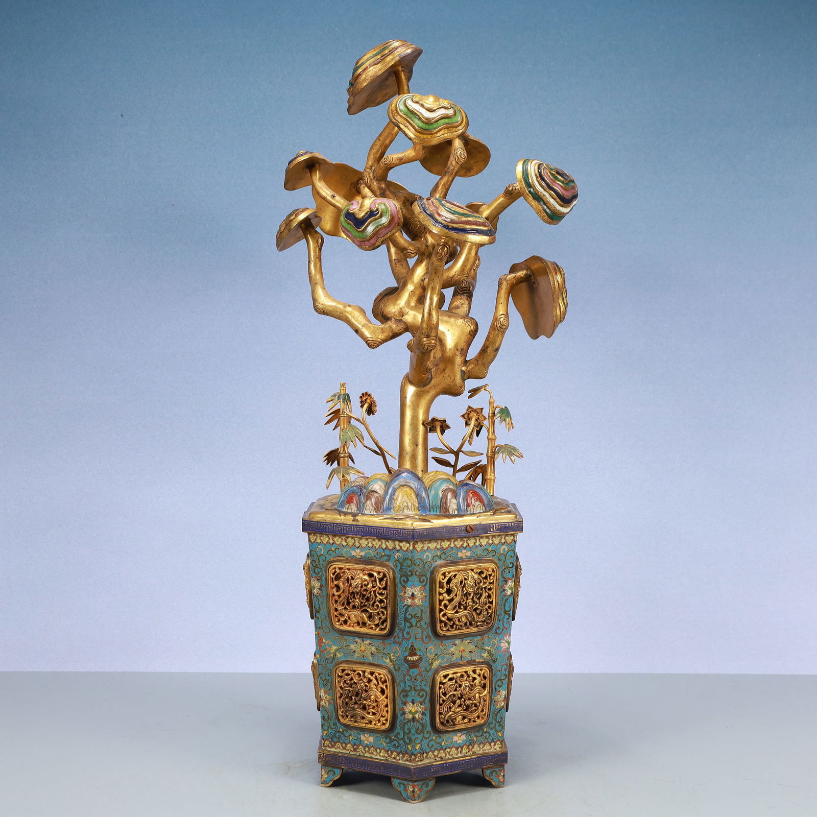 A Exquisite A pair of Cloisonne Lotus Pattern Bonsai Ornament - 6