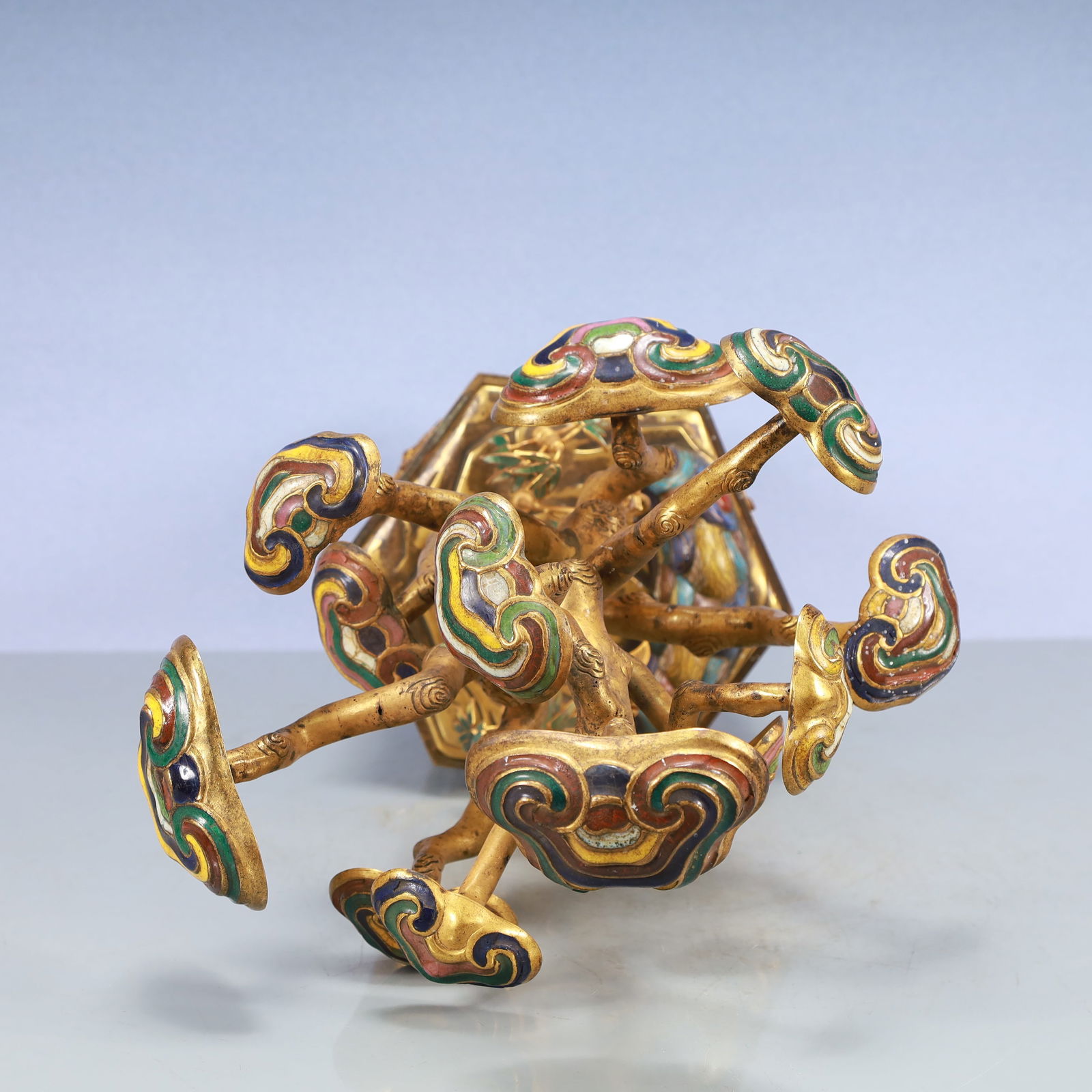 A Exquisite A pair of Cloisonne Lotus Pattern Bonsai Ornament - 9