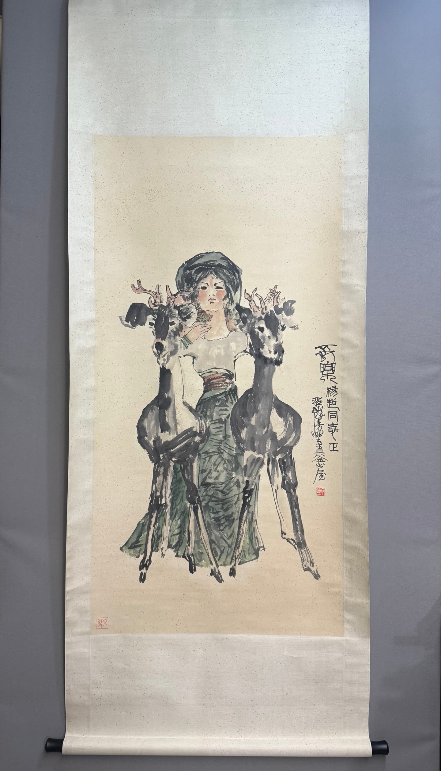 A figure painting by Cheng Shifa: Cheng Shifa's figure painting Size:133cm (The Dimensions Of All Batches Are Manually Measured.If You Need More Detailed Information, Please Contact Our Customer Service Before Bidding.)