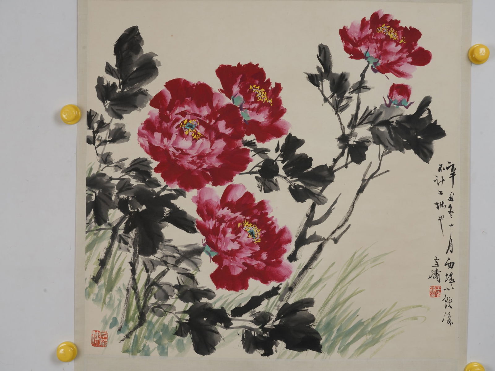 A vertical scroll on paper by Wang Xuetao - 7
