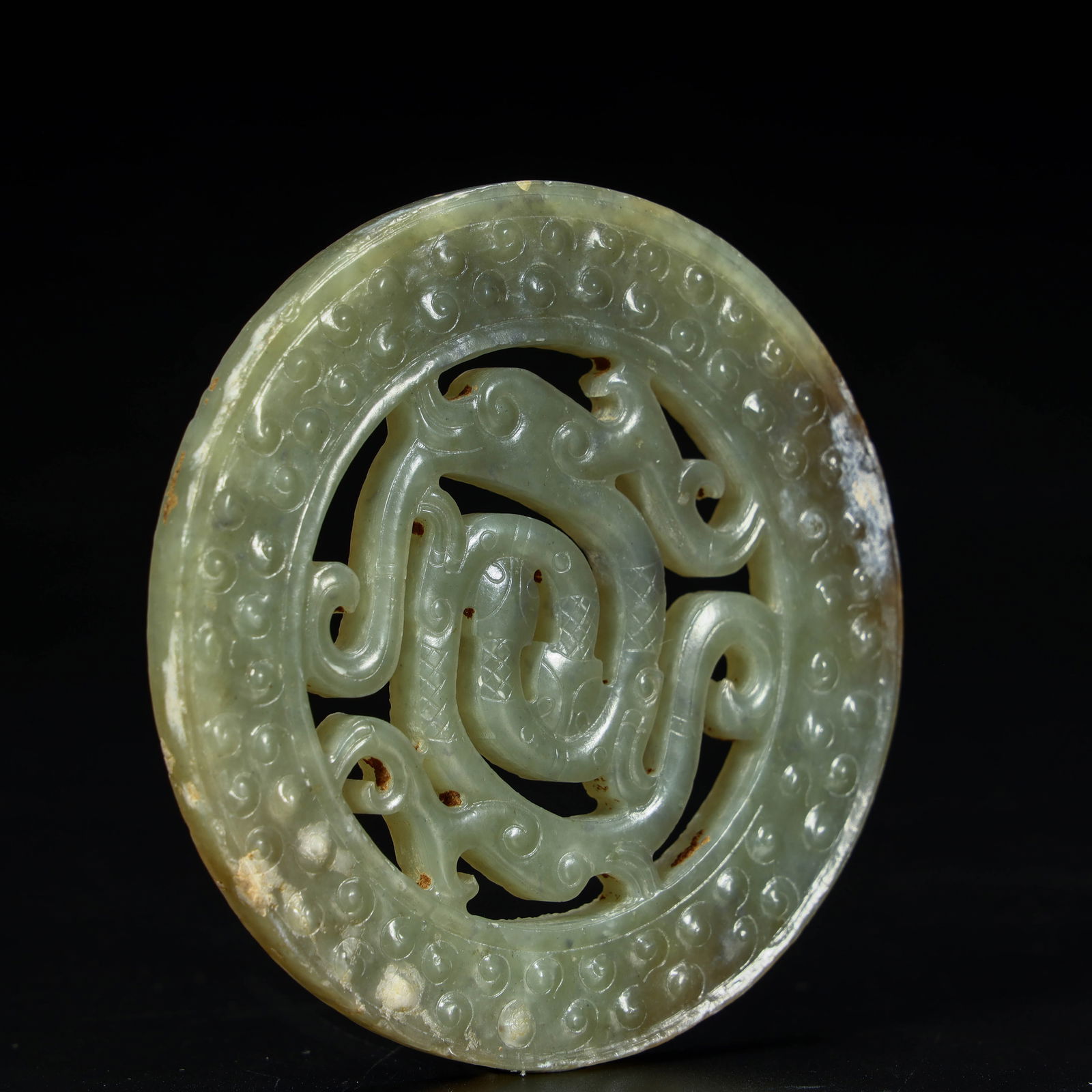 A beautiful hollow dragon valley pattern jade - 5