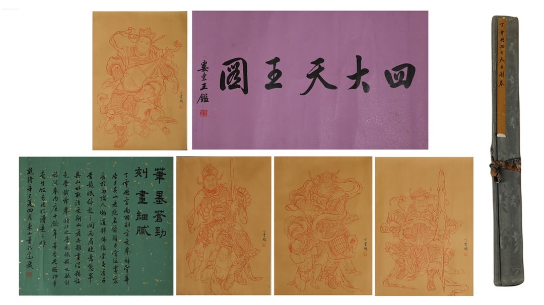 A painting of Ding Yunpeng's Four Heavenly Kings: Ding Yunpeng's Four Heavenly Kings Size:185x61.5cm (The Dimensions Of All Batches Are Manually Measured.If You Need More Detailed Information, Please Contact Our Customer Service