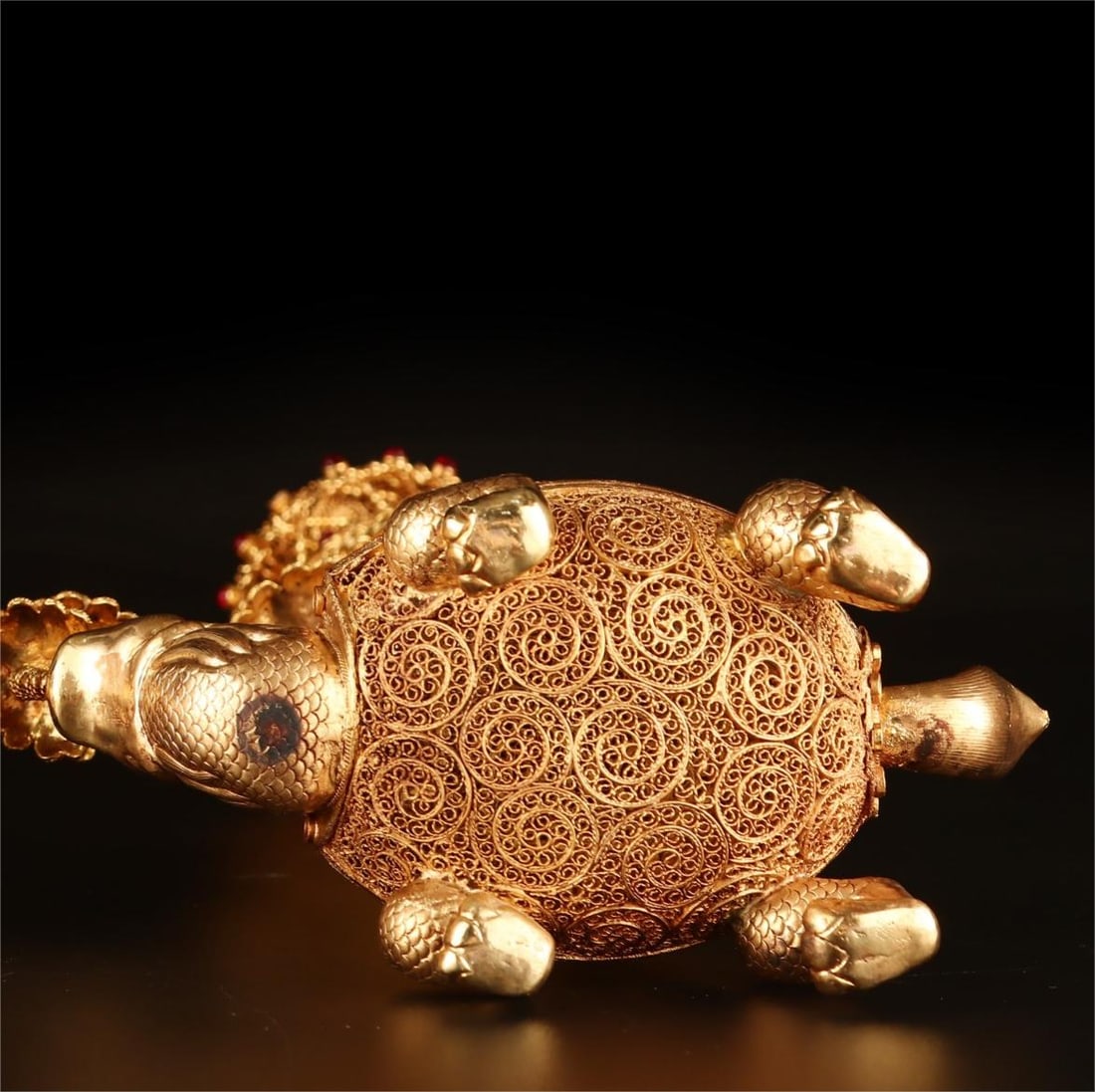 A fine filigree inlaid crane turtle - 8