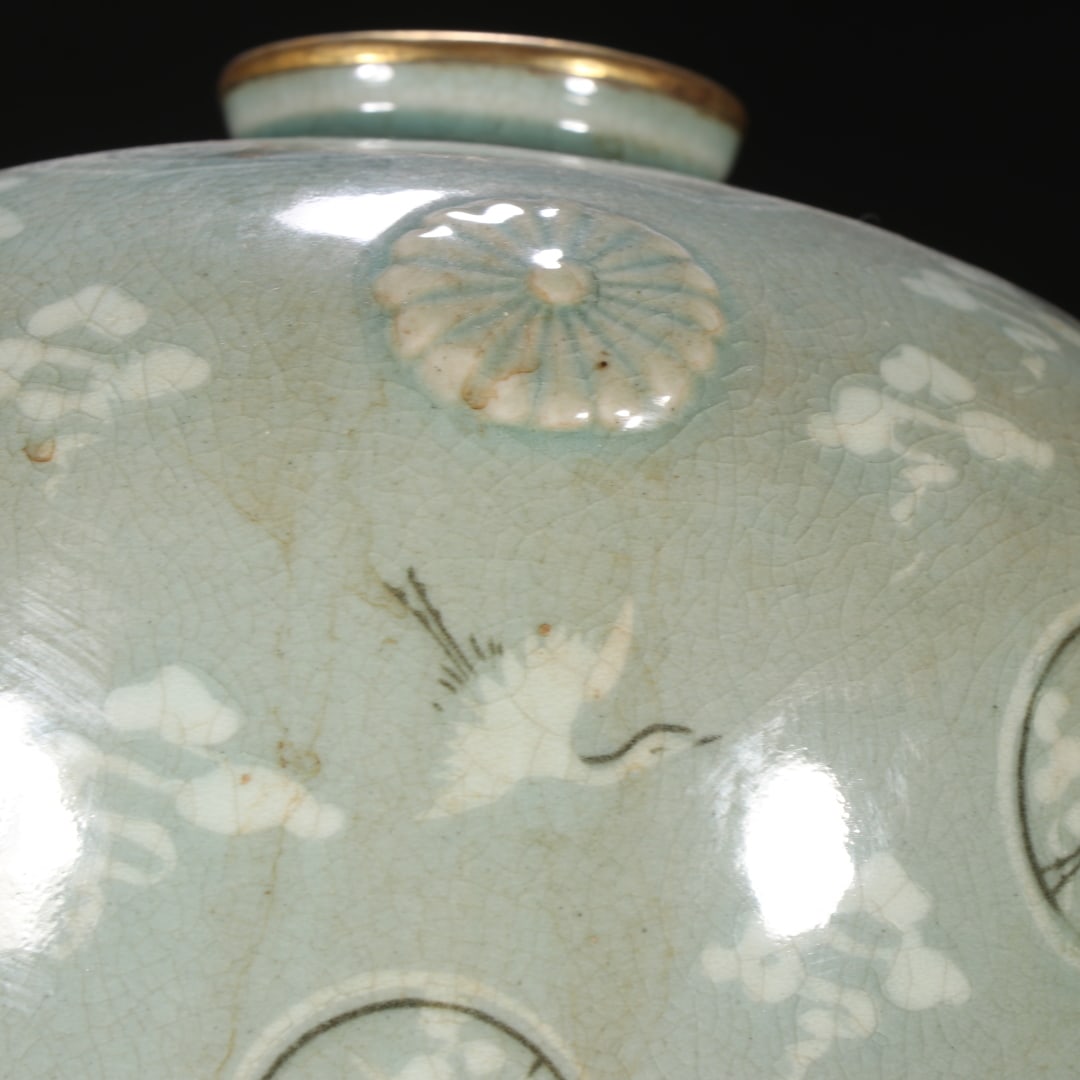 A beautiful porcelain flying crane auspicious cloud pattern appreciation vase - 7