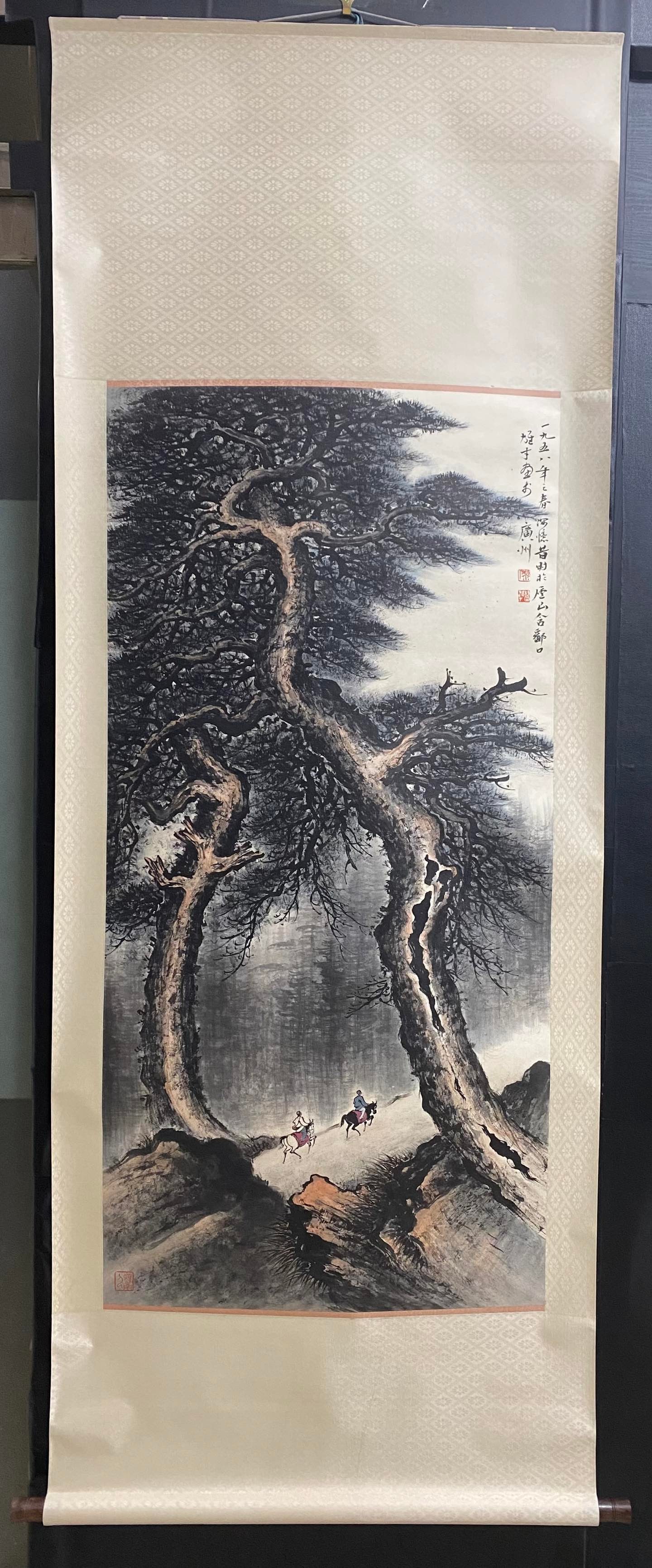 A landscape painting by Li Xiongcai: Li Xiongcai's landscape paintings Size:137x66cm (The Dimensions Of All Batches Are Manually Measured.If You Need More Detailed Information, Please Contact Our Customer Service