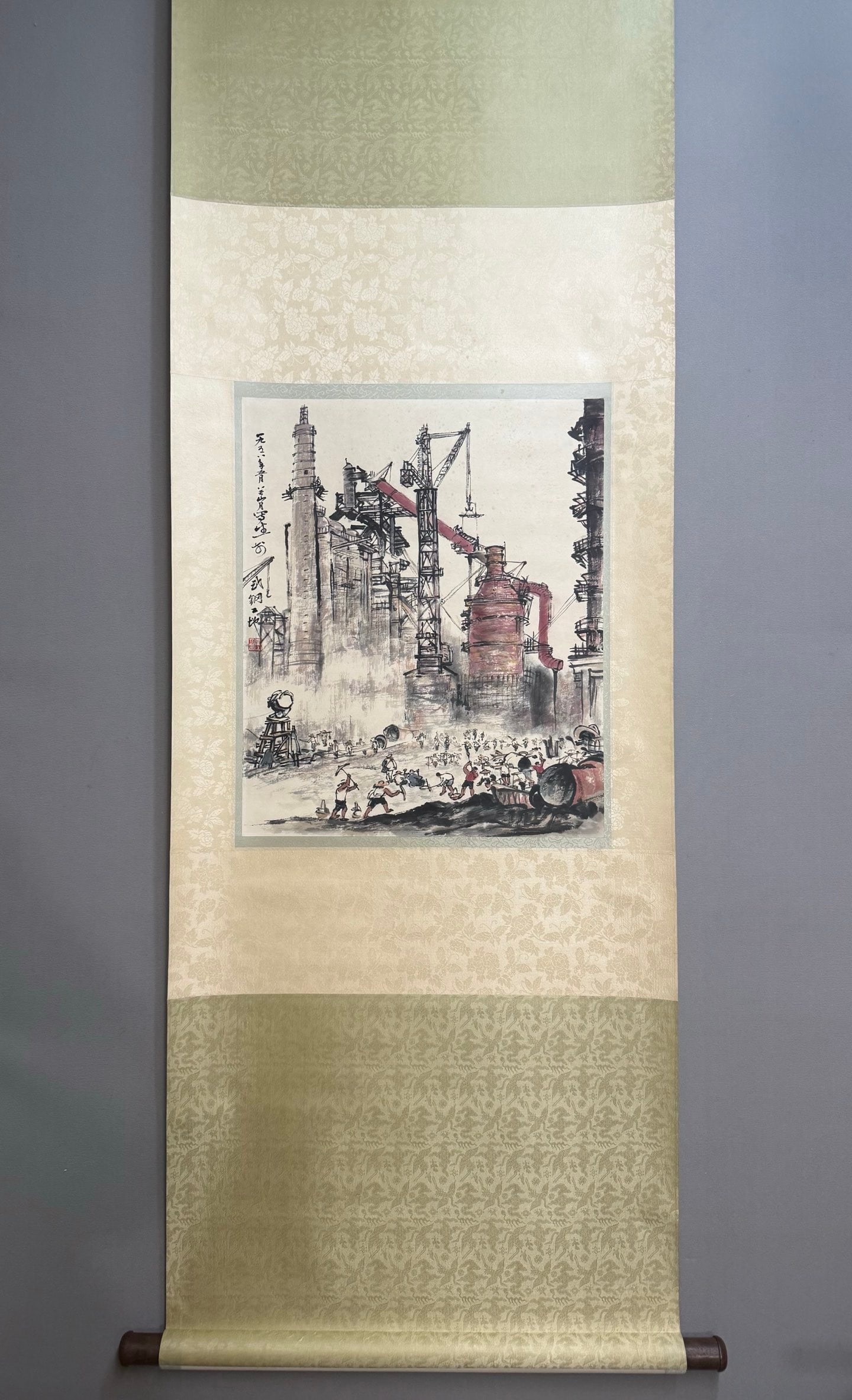 A picture of Guan Shanyue's Wuhan Iron and Steel construction site: Guan Shanyue's Wuhan Iron and Steel construction site Size:54x44cm (The Dimensions Of All Batches Are Manually Measured.If You Need More Detailed Information, Please Contact Our