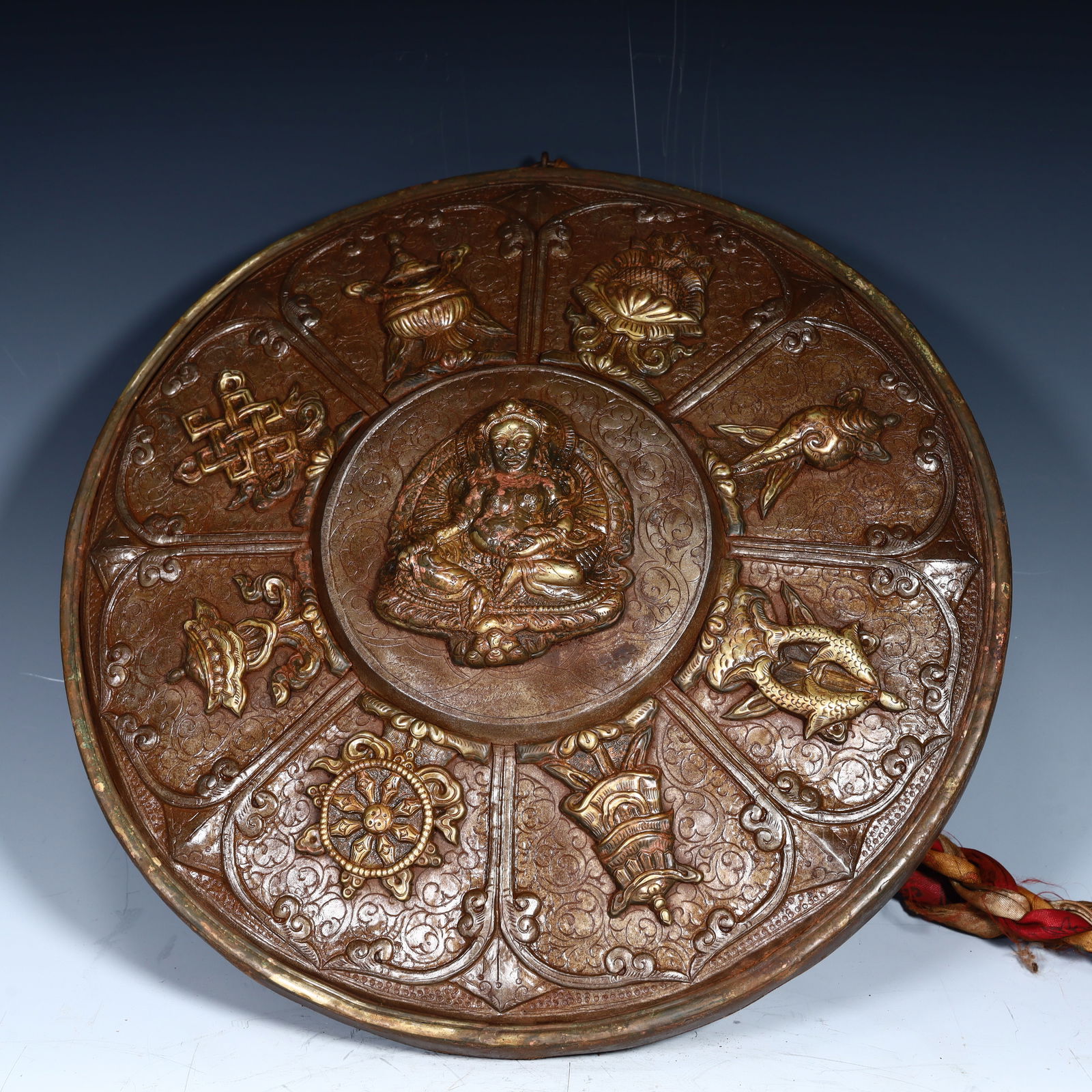 A bronze Buddhist eight-treasure shield from the Qing Dynasty (1 of 11)