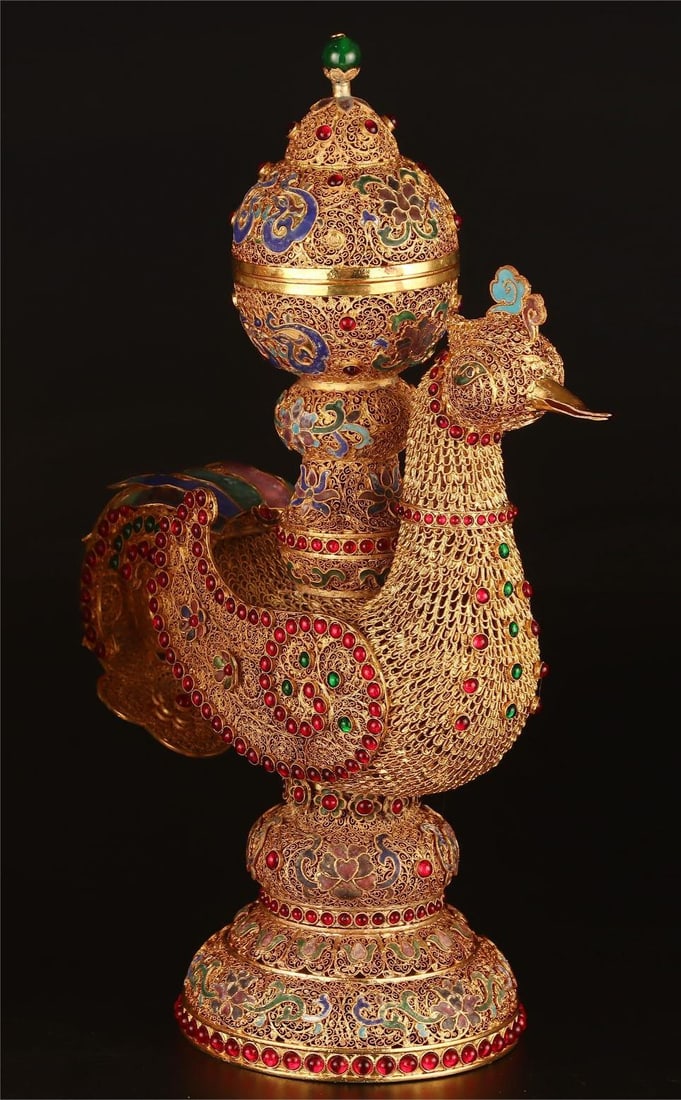 A filigree gilt phoenix statue of the Qing Dynasty (1 of 7)