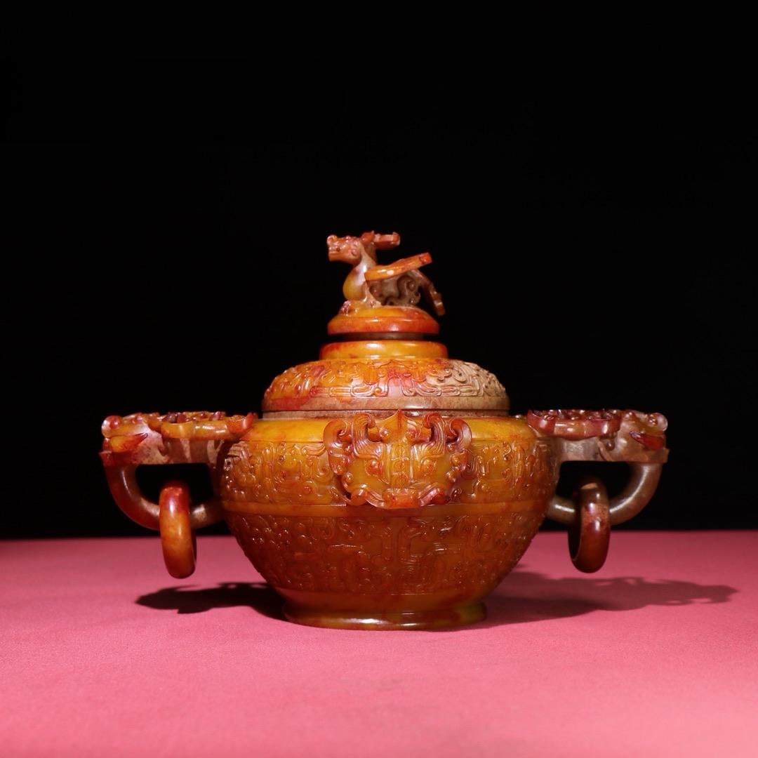 A beautiful ear ring phoenix bird stove: Exquisite earth and red double beast ear living ring phoenix bird stove Size:255x176x170mm W:1824g (The Dimensions Of All Batches Are Manually Measured.If You Need More Detailed Information, Please Co