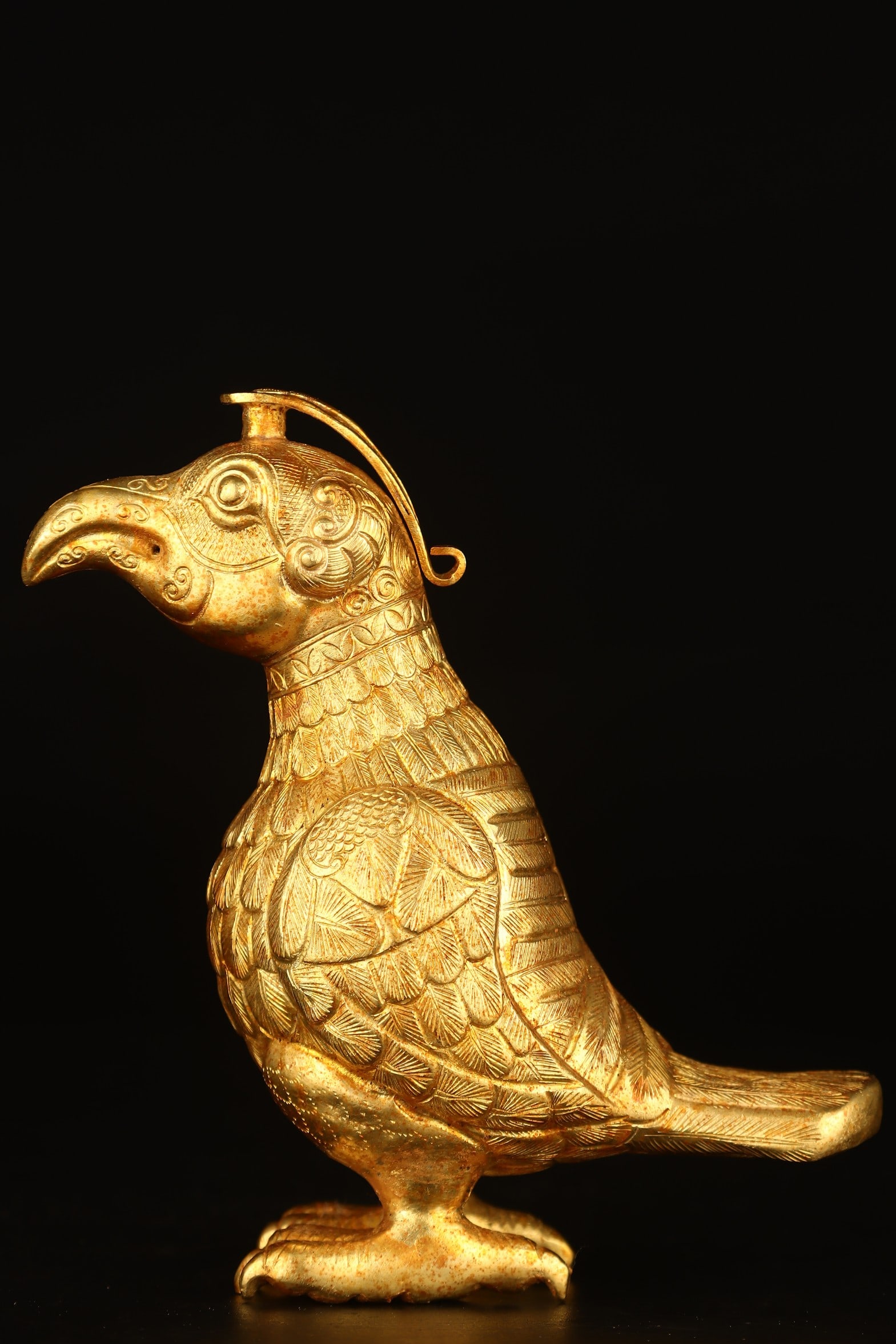 A copper-gilt parrot ornament ornament of the Tang Dynasty (1 of 9)