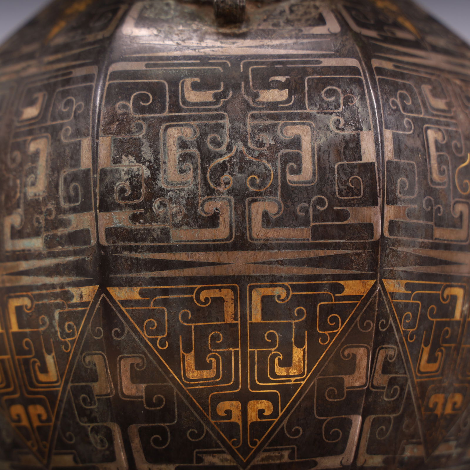 A Han Dynasty Cuojin silver hexagonal square vase - 6