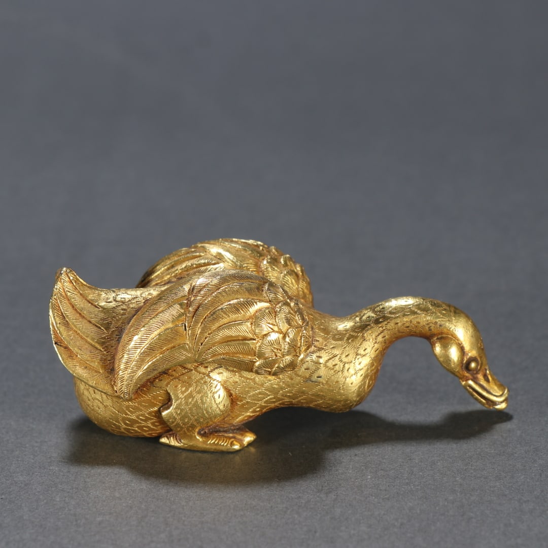 A fine copper gilt goose - 5